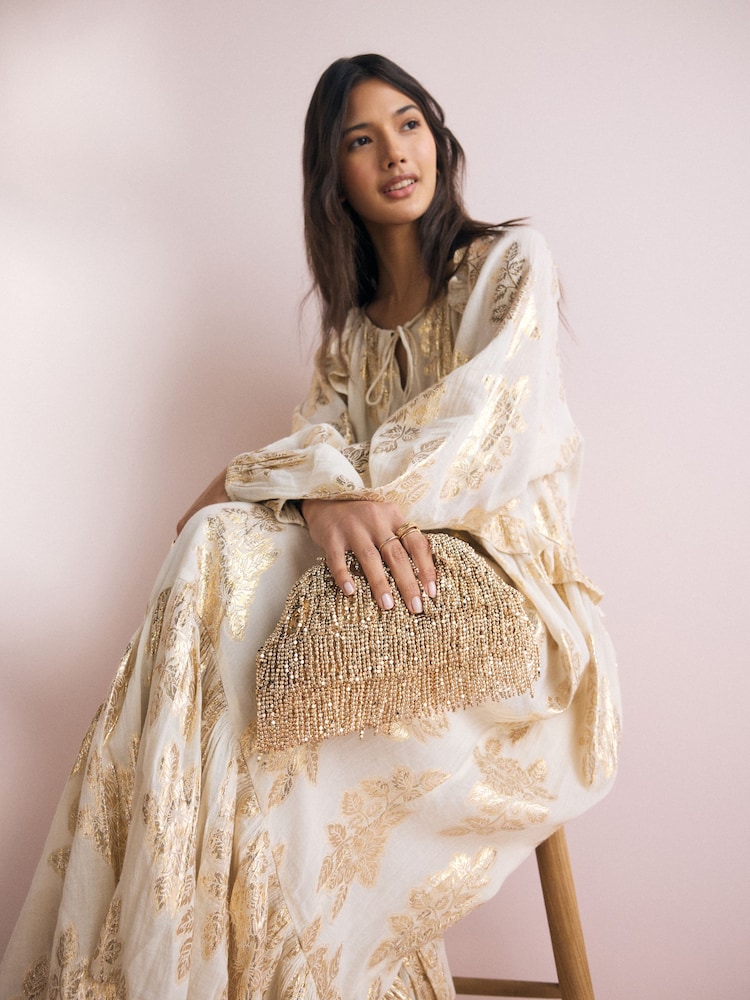 Gold - Clutch mit Fransen und Perlen - Bild 2 von 9