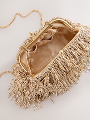 Gold - Clutch mit Fransen und Perlen - Bild 7 von 9