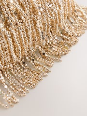 Gold - Clutch mit Fransen und Perlen - Bild 8 von 9