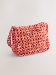 Orange 100% Cotton Beaded Shoulder Bag - Image 6 of 9