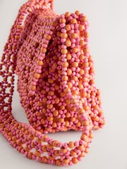 Orange 100% Cotton Beaded Shoulder Bag - Image 9 of 9