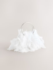 White Feather Ring Handle Bag - Image 4 of 8