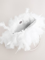 White Feather Ring Handle Bag - Image 8 of 8