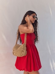 Neutral Beaded Shoulder Bag - Image 1 of 9