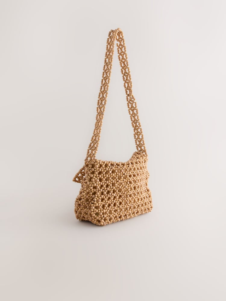 Neutral Beaded Shoulder Bag - Image 6 of 9