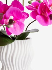 Pink Arficial Real Touch Orchid in White Pleat Vase - Image 3 of 3