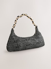 Black Raffia Chain Shoulder Bag - Image 4 of 9