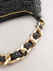 Black Raffia Chain Shoulder Bag - Image 7 of 9