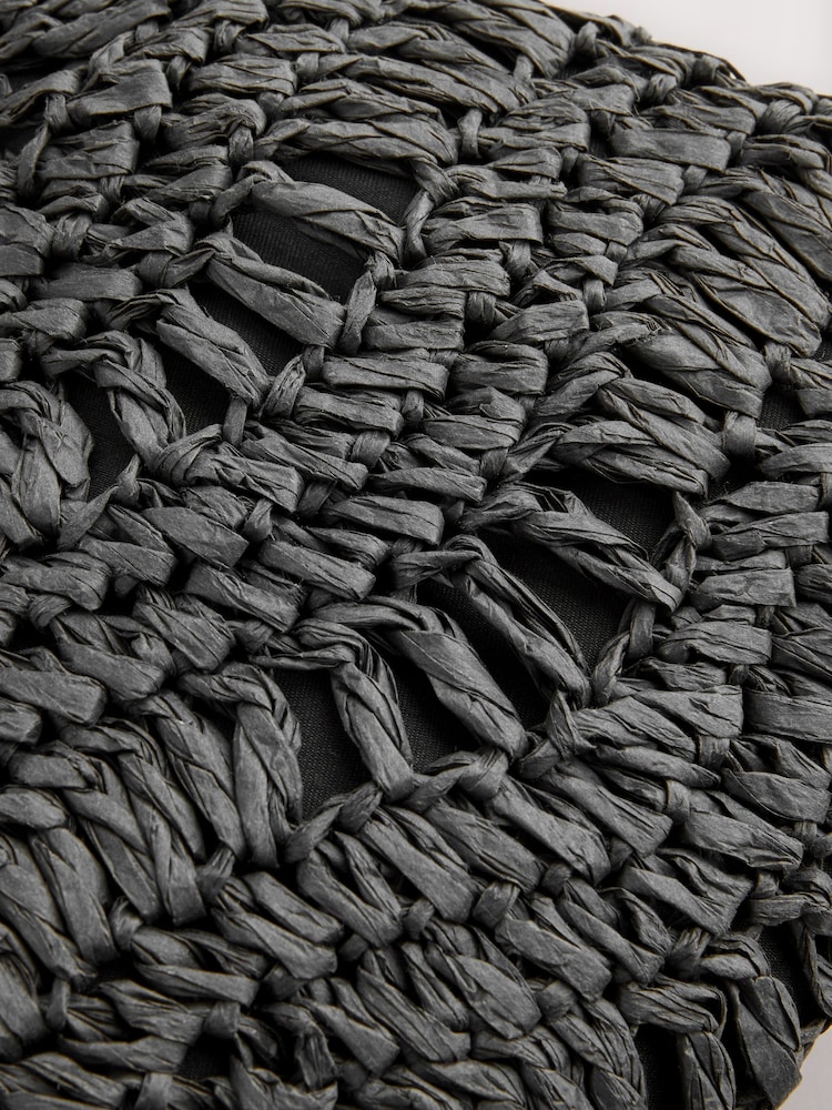 Black Raffia Chain Shoulder Bag - Image 9 of 9