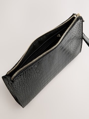 Black Croc Effect Structured Clutch Bag - Image 10 of 10