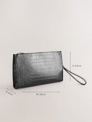Black Croc Effect Structured Clutch Bag - Image 4 of 10