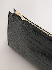 Black Croc Effect Structured Clutch Bag - Image 9 of 10