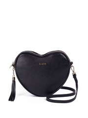 LRM Goods Personalised Leather Ella Crossbody Heart Black Bag - Image 2 of 3