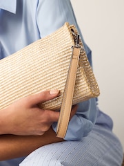 Gold Raffia Structured Clutch Bag - Image 3 of 8