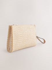 Gold Raffia Structured Clutch Bag - Image 4 of 8