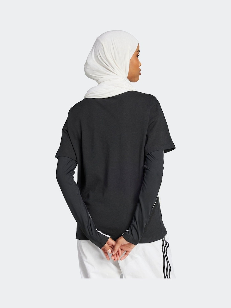 adidas Originals Black Animal Print Trefoil T-Shirt - Image 2 of 6 adidas Originals Black Animal Print Trefoil T-Shirt - Image 2 of 6