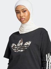adidas Originals Black Animal Print Trefoil T-Shirt - Image 4 of 6
