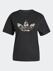 adidas Originals Black Animal Print Trefoil T-Shirt - Image 6 of 6