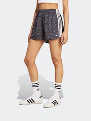 adidas Originals Black Animal Print Satin Shorts - Image 1 of 6
