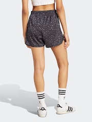 adidas Originals Black Animal Print Satin Shorts - Image 2 of 6