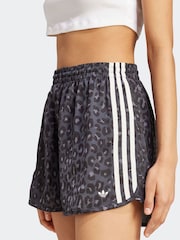 adidas Originals Black Animal Print Satin Shorts - Image 4 of 6