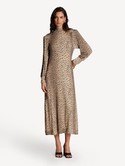 Rixo Brown Avalon Antelope Spot Midi Dress - Image 1 of 5