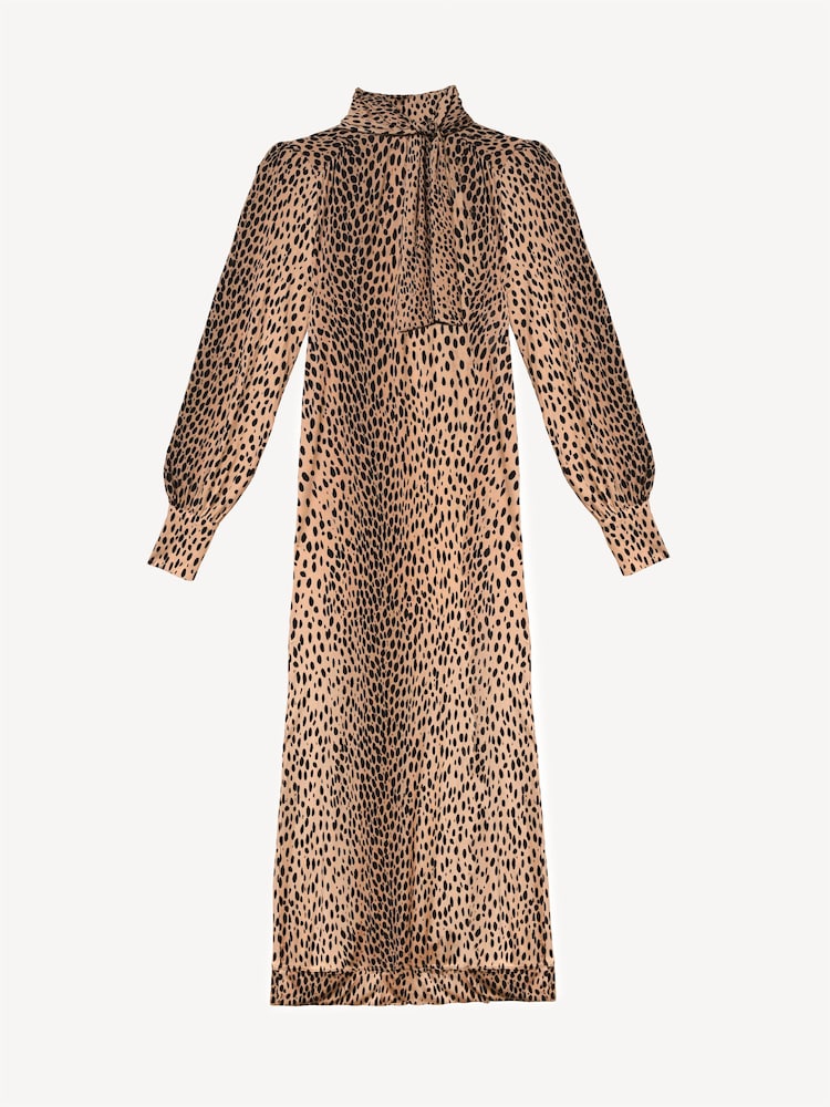 Rixo Brown Avalon Antelope Spot Midi Dress - Image 5 of 5