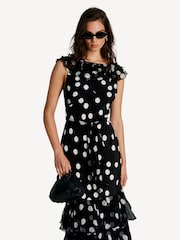 Rixo Black Polka Dot Rio Tiered Blossom Maxi Dress - Image 2 of 5