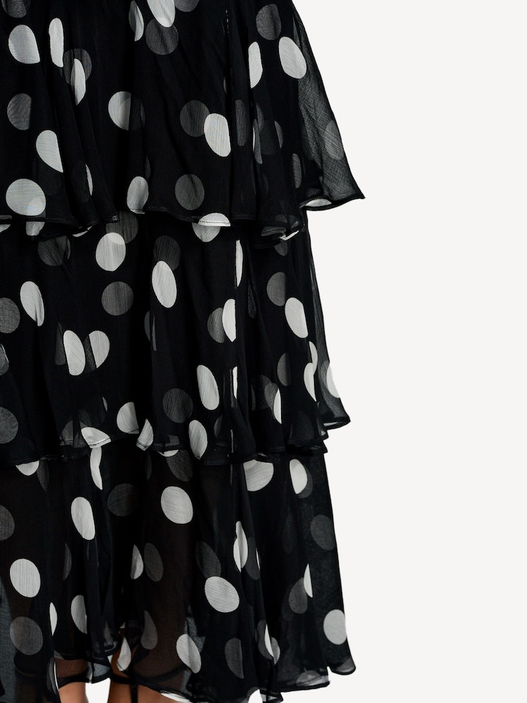 Rixo Black Polka Dot Rio Tiered Blossom Maxi Dress - Image 5 of 5