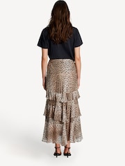 Rixo Animal Preslee Antelope Spot Tiered Midi Skirt - Image 3 of 5