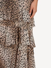 Rixo Animal Preslee Antelope Spot Tiered Midi Skirt - Image 5 of 5