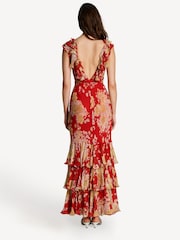 Rixo Red Rio Tiered Blossom Maxi Dress - Image 2 of 6