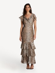 Rixo Animal Amelle Tulip Print Tiered Maxi Dress - Image 1 of 8