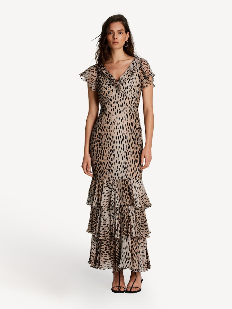 Rixo Animal Amelle Tulip Print Tiered Maxi Dress - Image 1 of 8