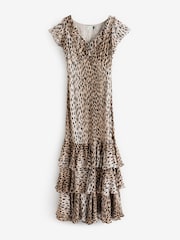 Rixo Animal Amelle Tulip Print Tiered Maxi Dress - Image 4 of 8