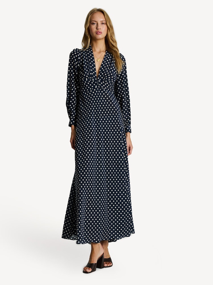 Rixo Blue Emory Polka Dot Maxi Dress - Image 1 of 5