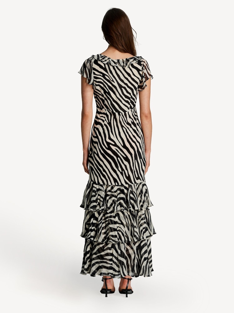 Rixo Black Amelle Tulip Print Tiered Maxi Dress - Image 2 of 5