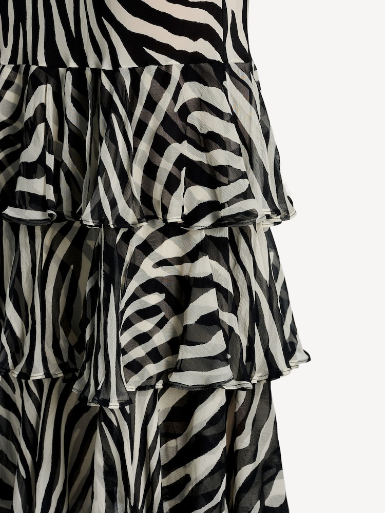 Rixo Black Amelle Tulip Print Tiered Maxi Dress - Image 5 of 5