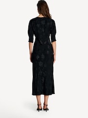 Rixo Black Zadie Poppy Jacquard Midi Dress - Image 2 of 3