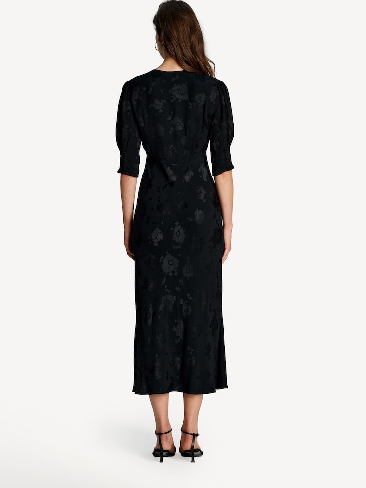 Rixo Black Zadie Poppy Jacquard Midi Dress - Image 2 of 3