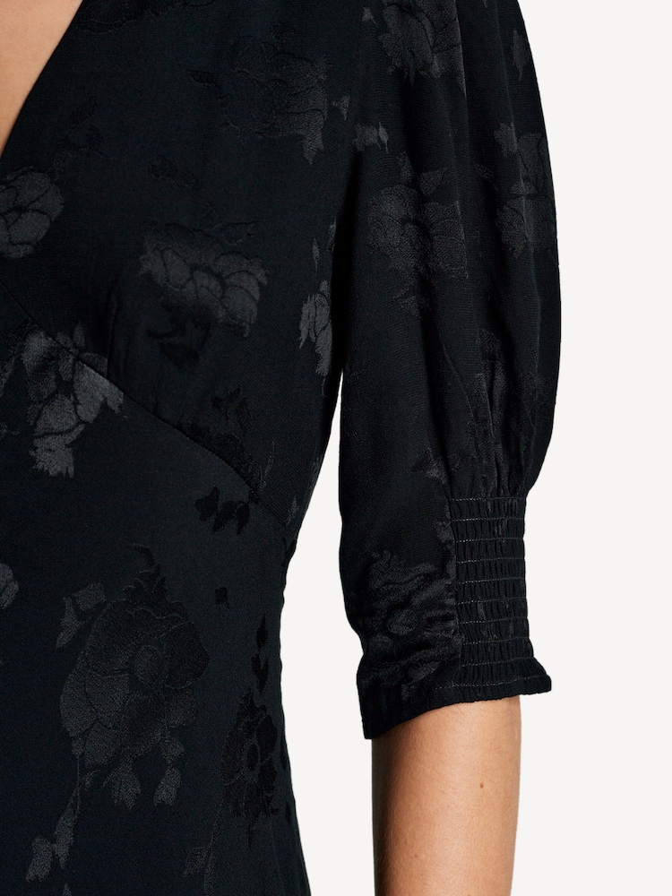 Rixo Black Zadie Poppy Jacquard Midi Dress - Image 3 of 3