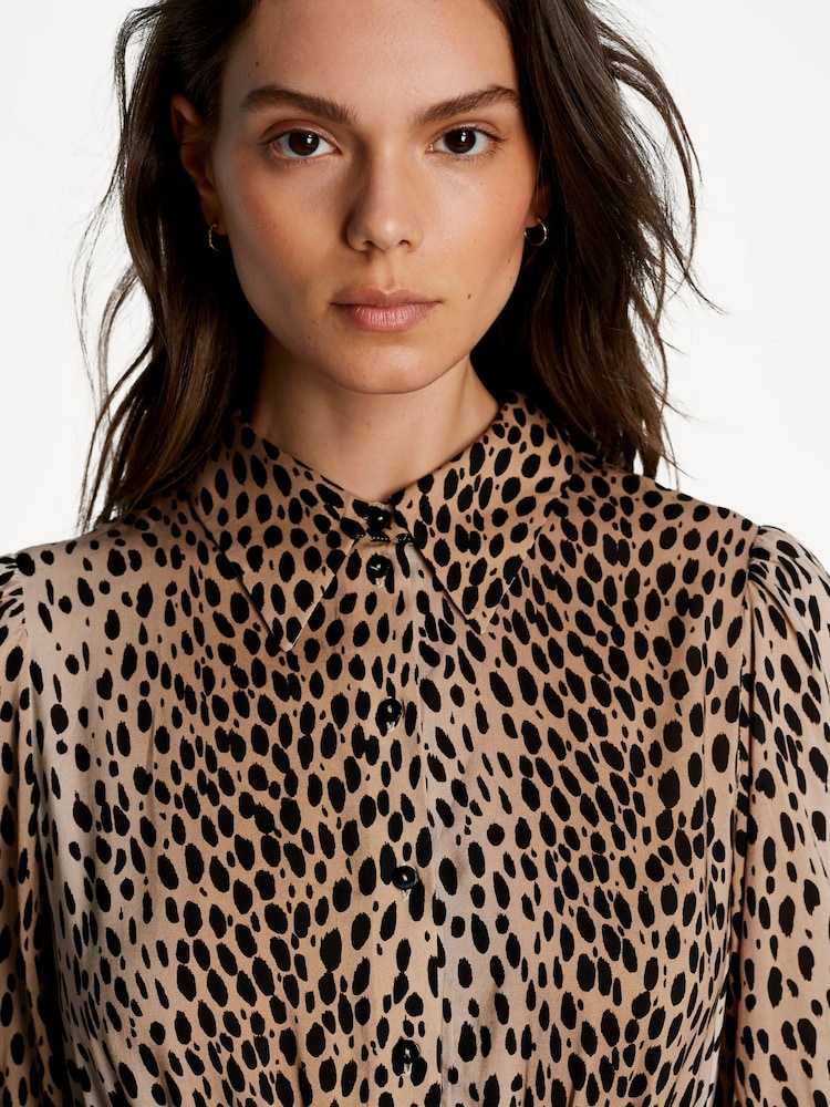 Rixo Brown Izzy Antelope Spot Jacquard Midi Dress - Image 4 of 4