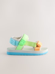 أزرق ومخطط أخضر بتصميم لامع - Touch Fastening Adjustable Strap Tape Trekker Walking Sandals - صورة 2 من 5