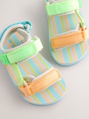 أزرق ومخطط أخضر بتصميم لامع - Touch Fastening Adjustable Strap Tape Trekker Walking Sandals - صورة 4 من 5