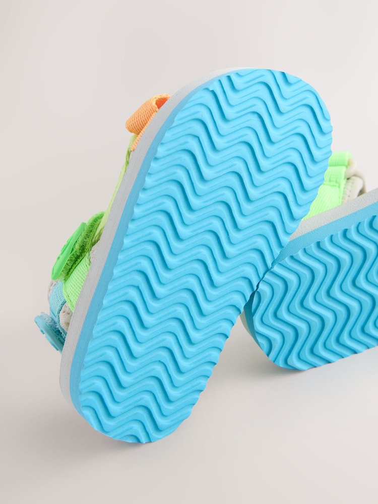 أزرق ومخطط أخضر بتصميم لامع - Touch Fastening Adjustable Strap Tape Trekker Walking Sandals - صورة 5 من 5