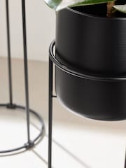 Set of 2 Black Raised Metal Planters - Image 2 of 4