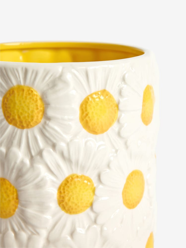 Yellow/White Ceramic Daisy Planter - Image 4 of 4