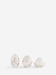 White/Gold Set of 3 Confetti Glass Flower Vase - Image 4 of 5