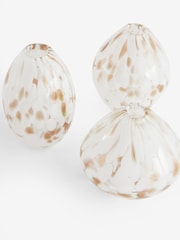 White/Gold Set of 3 Confetti Glass Flower Vase - Image 5 of 5