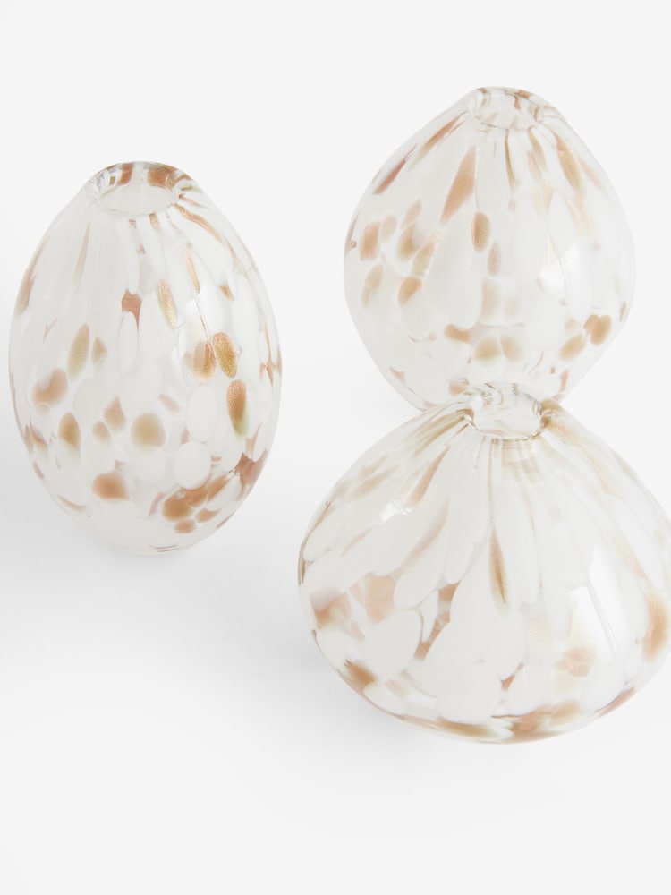 White/Gold Set of 3 Confetti Glass Flower Vase - Image 5 of 5